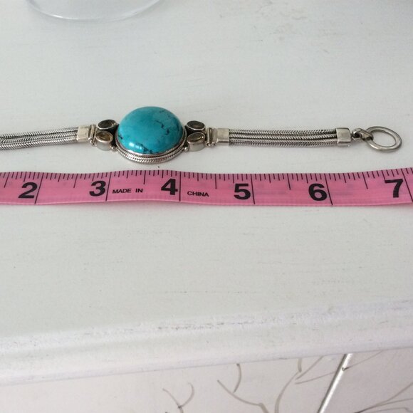 Vintage Turquoise and citrine 925 silver bracelet - Picture 5 of 5